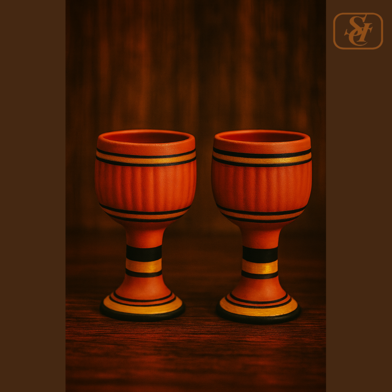 WINE GLASS WITH GOLDEN PAINTING