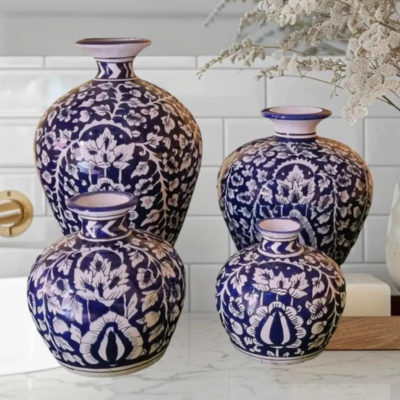 Cobalt Blue Designed Vase
