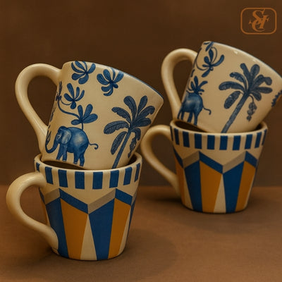 4 Pcs Blue-White Chai Cup