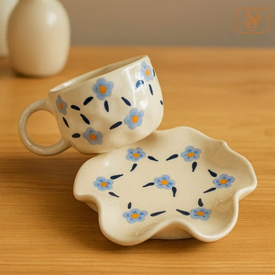 Fancy Flower Design Saucer & Cup