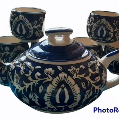 Blue Rajasthani Style Tea Set