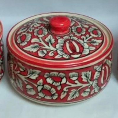 Red Rajasthani Folk Design Container